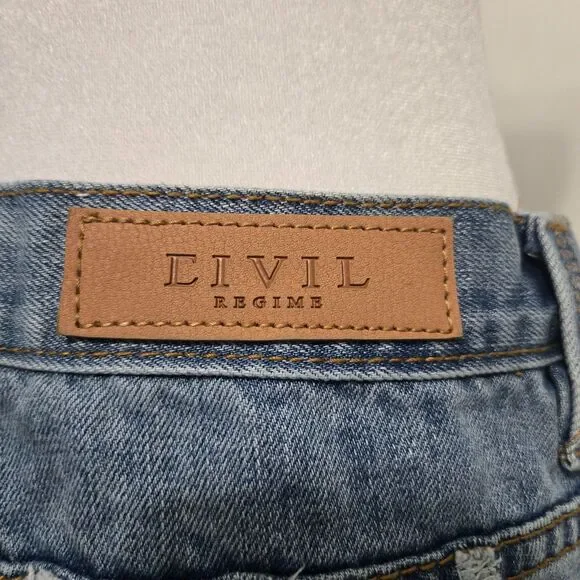 Civil Regime Distressed Denim Bermuda Shorts – 100% Cotton, Raw Hem, Size W30 - Picture 11 of 16